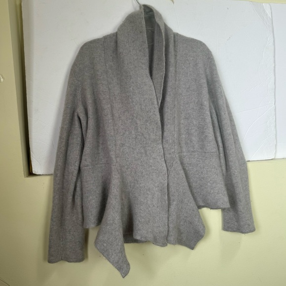 Rino Rossi Vintage New Cashmere Knit Sweater Shawl Collar Ribbed Flare Peplum XL - Picture 3 of 16